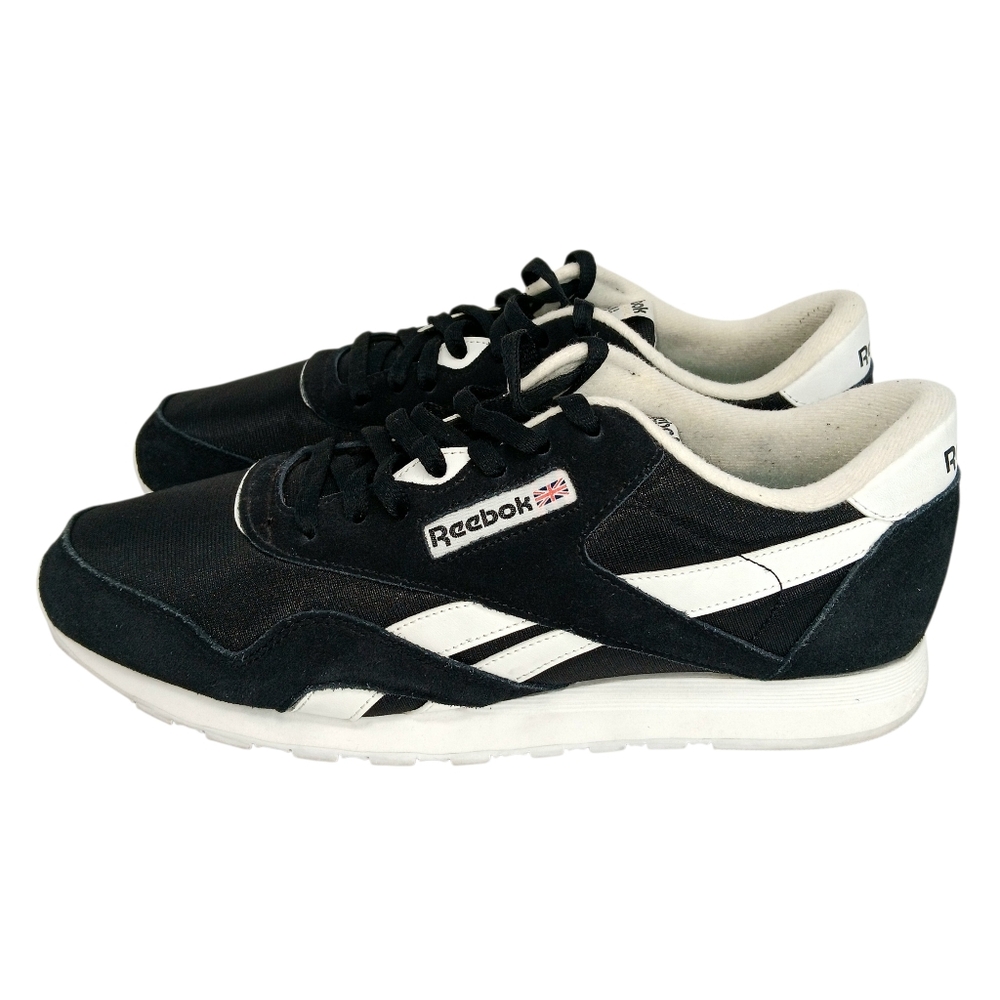 REEBOK Men’s Classic Nylon Black White Sneakers Size 12
